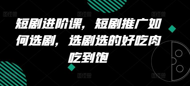 短剧进阶课，短剧推广如何选剧，选剧选的好吃肉吃到饱-阿良资源网