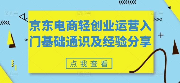 京东电商轻创业运营入门基础通识及经验分享-阿良资源网