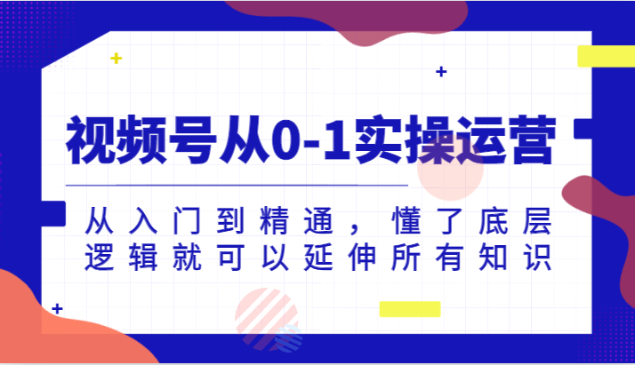 视频号从0-1实操运营，从入门到精通，懂了底层逻辑就可以延伸所有知识（更新2024.7）-阿良资源网