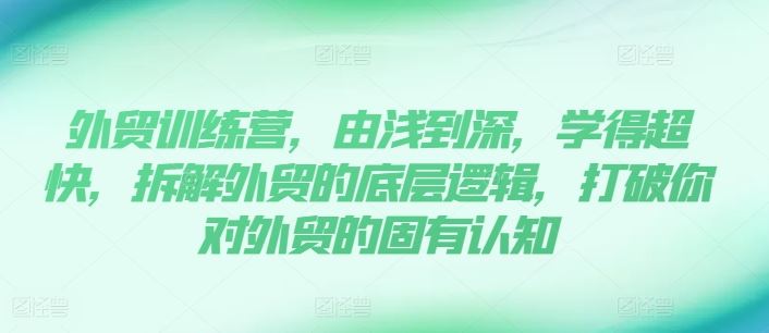 外贸训练营，由浅到深，学得超快，拆解外贸的底层逻辑，打破你对外贸的固有认知-阿良资源网