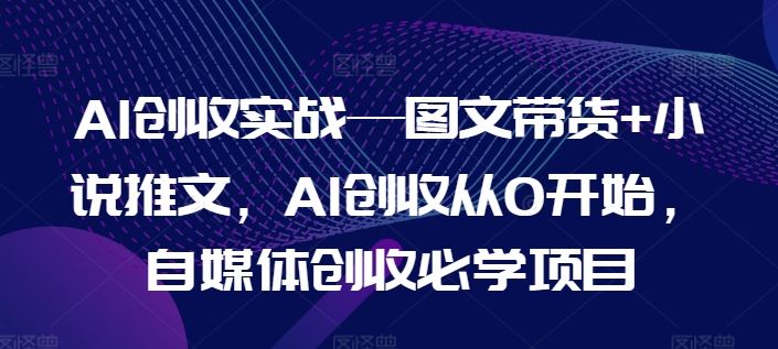 AI创收实战—图文带货+小说推文，AI创收从0开始，自媒体创收必学项目-阿良资源网
