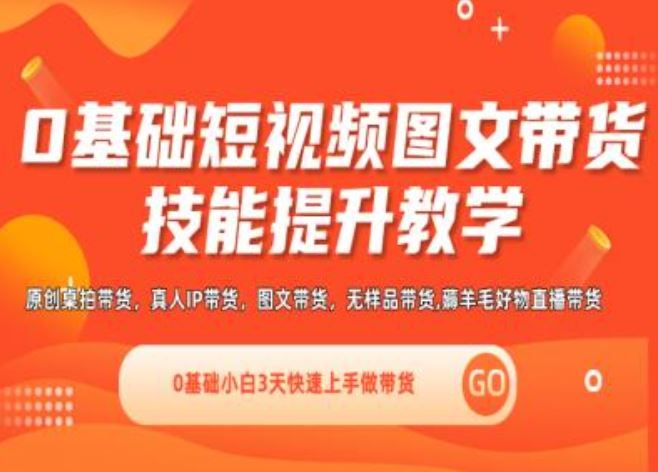 0基础短视频图文带货实操技能提升教学(直播课+视频课),0基础小白3天快速上手做带货-阿良资源网