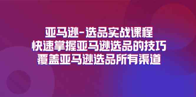 亚马逊选品实战课程，快速掌握亚马逊选品的技巧，覆盖亚马逊选品所有渠道-阿良资源网