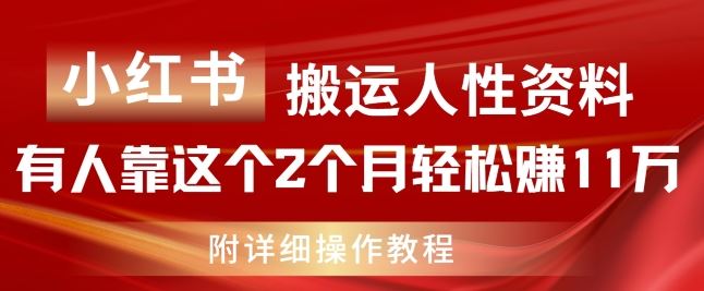 小红书搬运人性资料，有人靠这个2个月轻松赚11w，附教程【揭秘】-阿良资源网