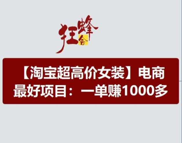 淘宝超高价女装项目，电商最好赛道，一单赚1000多-阿良资源网
