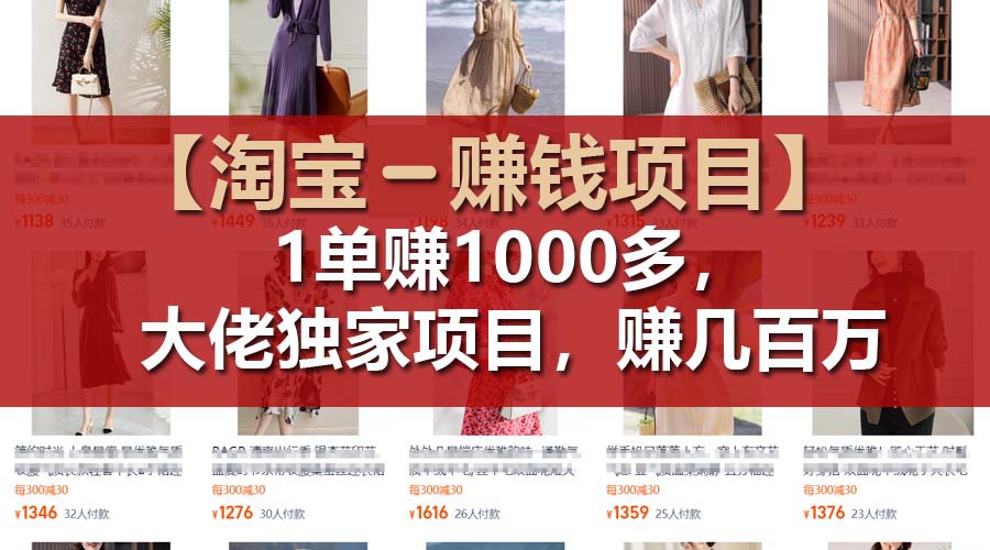 【淘宝赚钱项目】1单可赚1000多，大佬独家项目，年赚几百万-阿良资源网