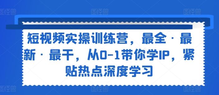 短视频实操训练营，最全·最新·最干，从0-1带你学IP，紧贴热点深度学习-阿良资源网