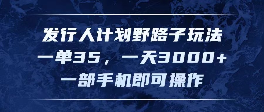 （11750期）发行人计划野路子玩法，一单35，一天3000+，一部手机即可操作-阿良资源网