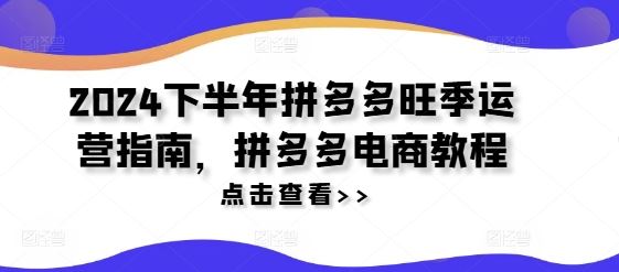 2024下半年拼多多旺季运营指南，拼多多电商教程-阿良资源网