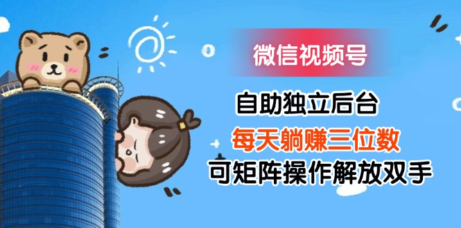 （11910期）微信视频号自助独立后台每天躺赚三位数可矩阵操作解放双手-阿良资源网