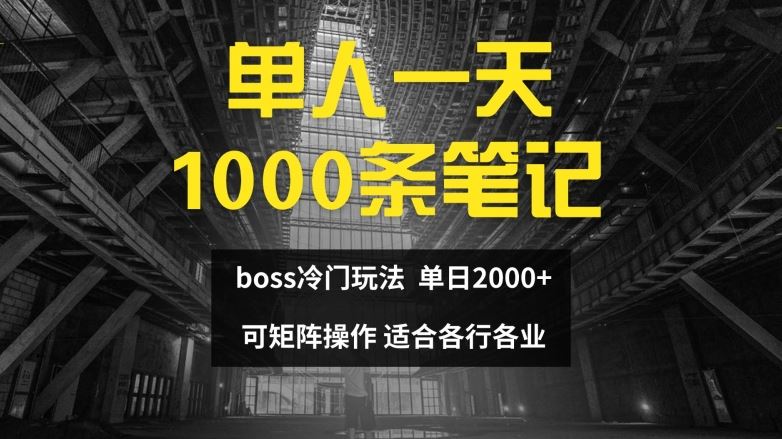 单人一天1000条笔记，日入2000+，BOSS直聘的正确玩法【揭秘】-阿良资源网