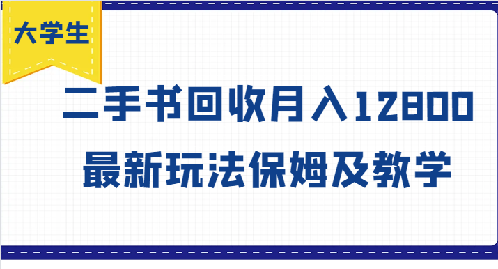 大学生创业风向标，二手书回收月入12800，最新玩法保姆及教学-阿良资源网