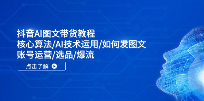 （11958期）抖音AI图文带货教程：核心算法/AI技术运用/如何发图文/账号运营/选品/爆流-阿良资源网