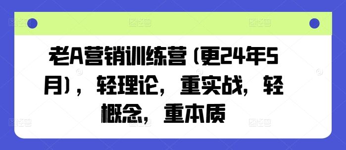 老A营销训练营(更24年7月)，轻理论，重实战，轻概念，重本质-阿良资源网