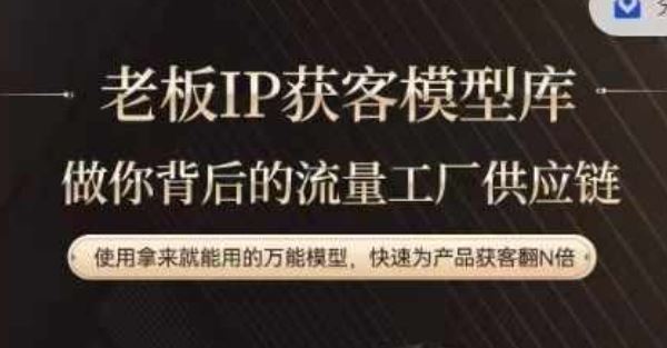 老板IP流量供应链，动作越少，账号越好，使用拿来就能用的万能模型，快速为产品获客翻N倍-阿良资源网
