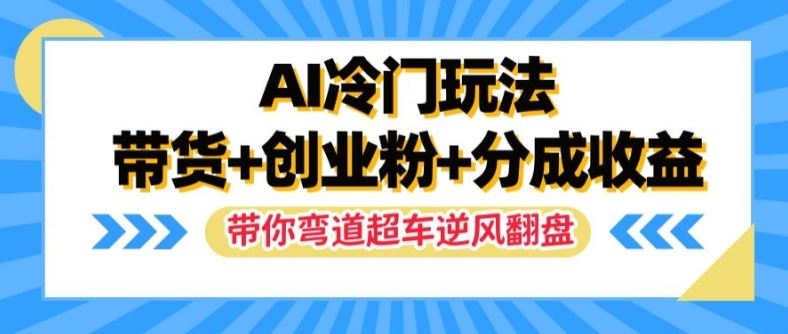 AI冷门玩法，带货+创业粉+分成收益，带你弯道超车，实现逆风翻盘【揭秘】-阿良资源网