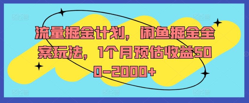 流量掘金计划，闲鱼掘金全案玩法，1个月预估收益500-2000+-阿良资源网