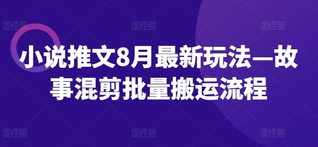 小说推文8月最新玩法—故事混剪批量搬运流程-阿良资源网