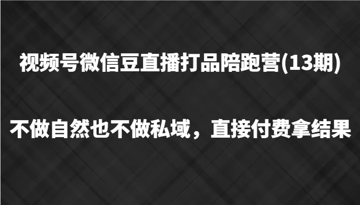 视频号微信豆直播打品陪跑(13期)，不做不自然流不做私域，直接付费拿结果-阿良资源网