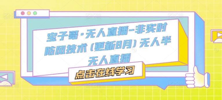 宝子哥·无人直播-非实时防风技术(更新8月)无人半无人直播-阿良资源网