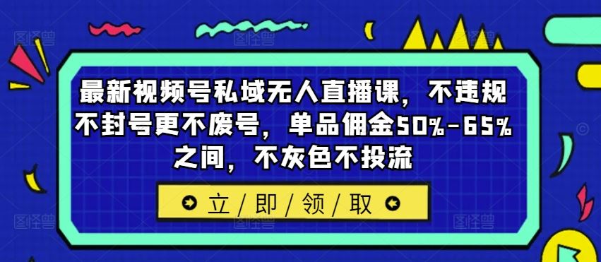 最新视频号私域无人直播课，不违规不封号更不废号，单品佣金50%-65%之间，不灰色不投流-阿良资源网