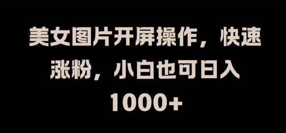 美女图片开屏操作，快速涨粉，小白也可日入1k【揭秘】-阿良资源网
