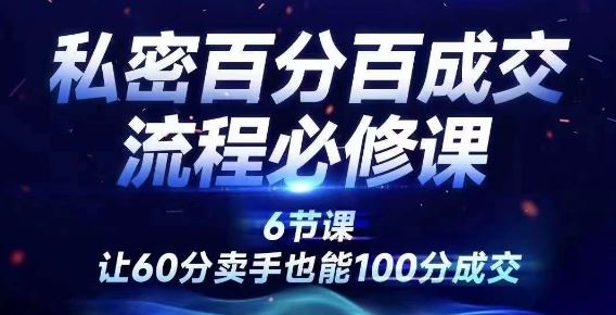 私密百分百成交流程线上训练营，绝对成交，让60分卖手也能100分成交-阿良资源网