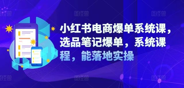 小红书电商爆单系统课，选品笔记爆单，系统课程，能落地实操-阿良资源网