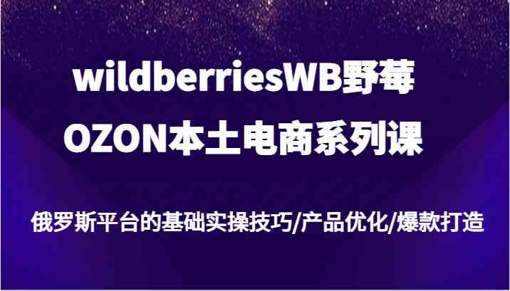 wildberriesWB野莓/OZON本土电商系列课，俄罗斯平台的基础实操技巧/产品优化/爆款打造-阿良资源网