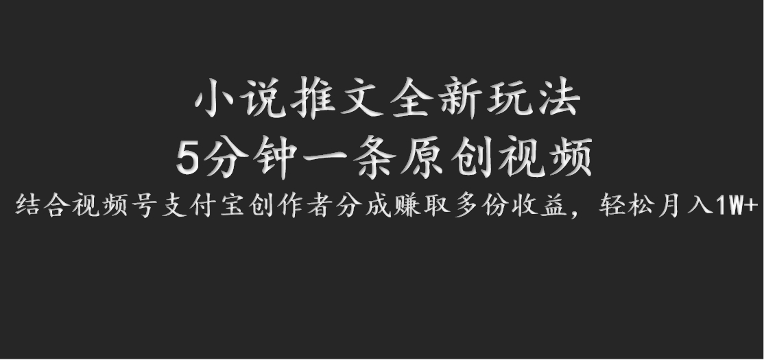 小说推文全新玩法，5分钟一条原创视频，结合视频号支付宝创作者分成赚取多份收益-阿良资源网
