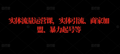 实体流量运营课，实体引流、商家加盟、暴力起号等-阿良资源网